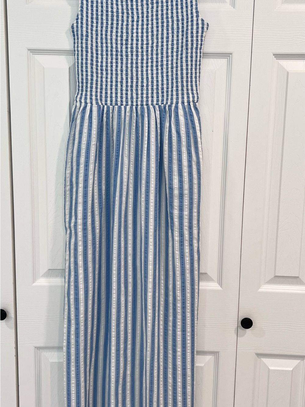 Caroline Constas Blue and White Cotton Striped Nap Dress - Picture 5 of 7